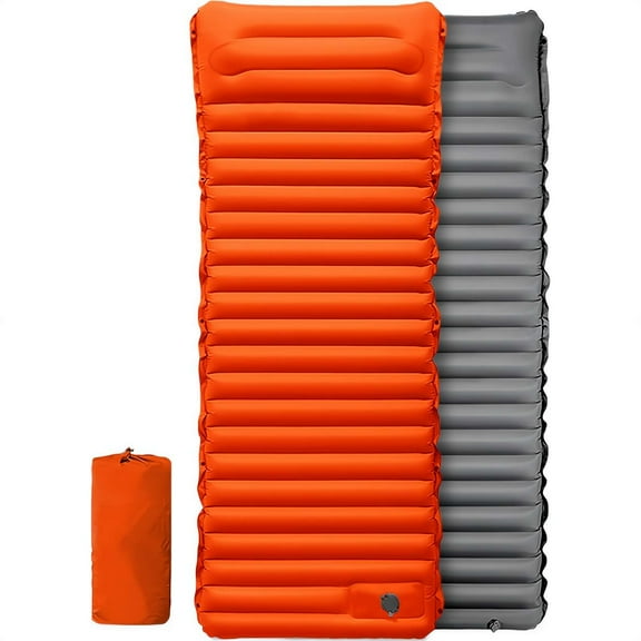 Single Size Camping Air Mattress with Built in Foot Pump, Thicken Inflatable Bed Blow Up Mattress Sleeping Pad for Camping Backpacking Hiking Traveling Tent