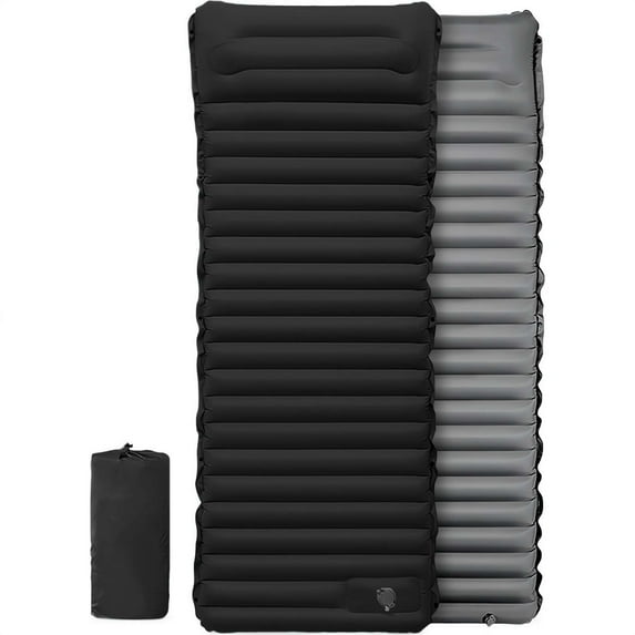 Single Size Camping Air Mattress with Built in Foot Pump, Thicken Inflatable Bed Blow Up Mattress Sleeping Pad for Camping Backpacking Hiking Traveling Tent