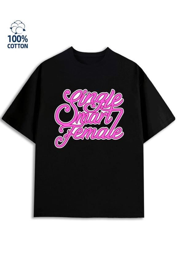 Single & Smart for men funny humor 180G 100% Cotton black y2k wife Retro Unisex Shirt Crewneck tshirts Trendy Unisex Shirt Printed tshirts Basic Unisex Shirt Short Sleeve tshirts