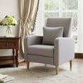 thumbnail image 1 of Single Sofa Armchair — Upholstered Lounge Seat with Removable Pillow and Sturdy Wood Legs, Khaki, 1 of 9