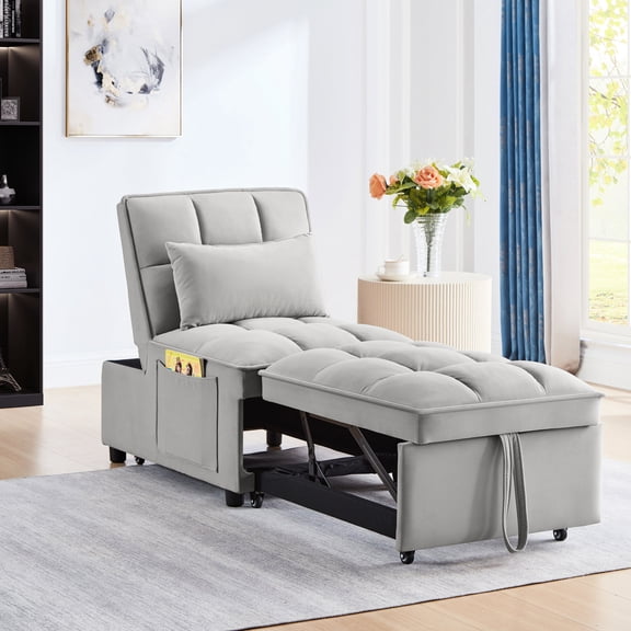 Single Sofa Bed with Premium Velvet Upholstery / Sturdy for Long-Term Use