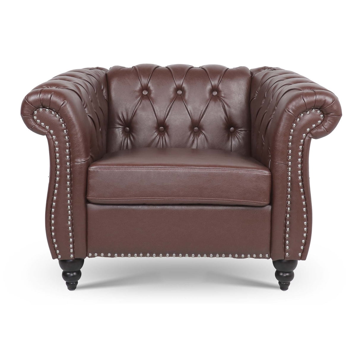 Single Sofa Chair, 1 Seater Sofa Chesterfield Leather Chair Accent Club ...