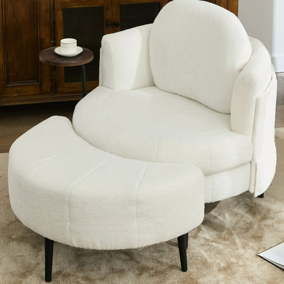 Single Sofa Chair with Integrated Coffee Table | Good for Reading, Relaxing at Home | MDF Table and Lamb Velvet Fabric | Resolves the Issue of No Item Placement