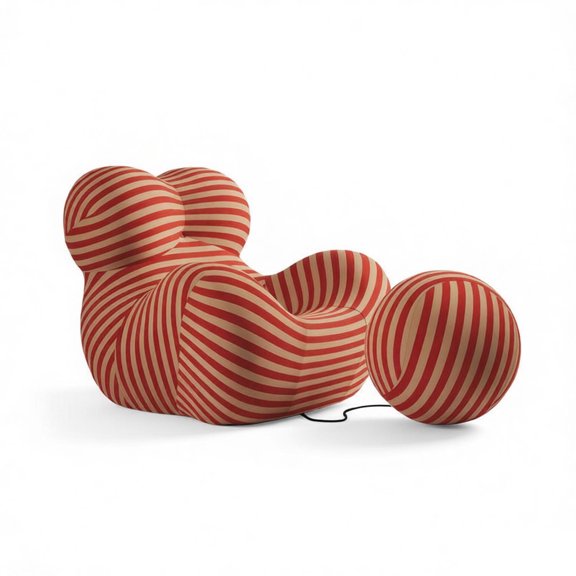 Single Sofa Chair Integrated Fixed Type Light Luxury Leisure Balcony Creative Chair, red yellow stripe