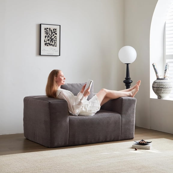 Single Sofa Chair - Oversized Lounge Armchair,Singgle Couch Soft Foam Cushion, Cozy Reading Chair for Living Room & Bedroom for Living Room Bedroom,Grey
