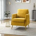 thumbnail image 1 of Single Sofa Chair, Upholstered Tufted Accent Chair with Golden Metal Legs, Comfy Armchair Club Chair Reading Chair with Paded Seat, Modern Leisure Chair for Living Room Bedroom Aparement, Mustard, 1 of 7