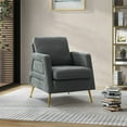 thumbnail image 1 of Single Sofa Chair, Upholstered Tufted Accent Chair with Golden Metal Legs, Comfy Armchair Club Chair Reading Chair with Paded Seat, Modern Leisure Chair for Living Room Bedroom Aparement, Gray, 1 of 7