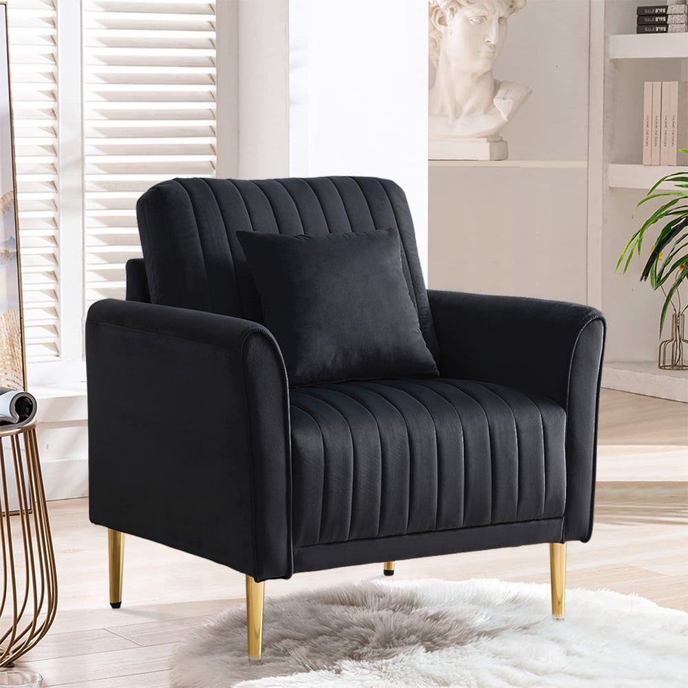 Single Sofa Chair, Velvet Club Accent Chair, Comfortable Upholstered
