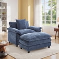 thumbnail image 1 of Gexpusm Oversized Chair with Ottoman, Modern Sleeper Chaise Lounge and Armrest ,43.7" Modern Comfy Living Room Chair with Footrest for Living Room, Bedroom and Office,Light Blue, 1 of 6