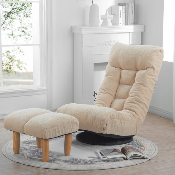 Single Sofa, Reclining Chair, Lazy Sofa, Balcony Reclining Chair, Leisure Sofa Adjustable Chair (White)