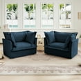 thumbnail image 1 of Single Sofa Set of 2, Chenille Sectional Sofa Armchair with Slip-cover and Pillows, Modern Deep Seat Sofa Couch with Back Cushion, Upholstered Comfortable Couch for Living Room, Apartment, Blue, 1 of 7