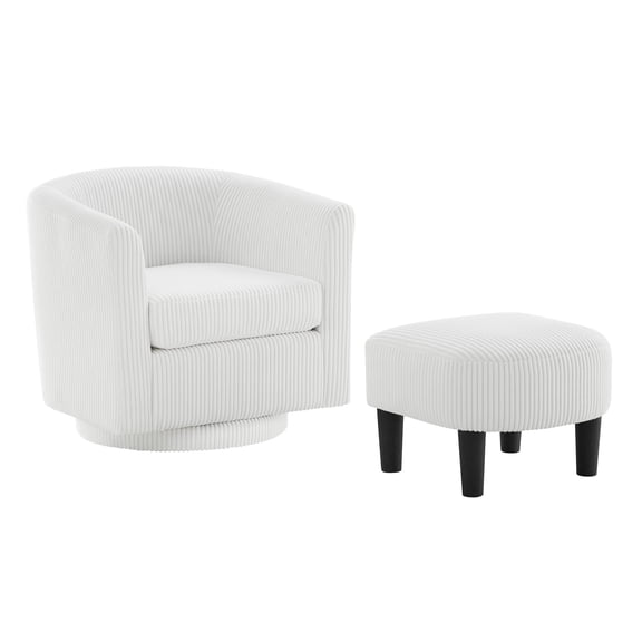 Single Sofa with Ottoman | Enjoy Leisure Time with 360° Rotation | Sturdy Frame and Plastic Legs | New Textile Seals Chair to Keep Clean