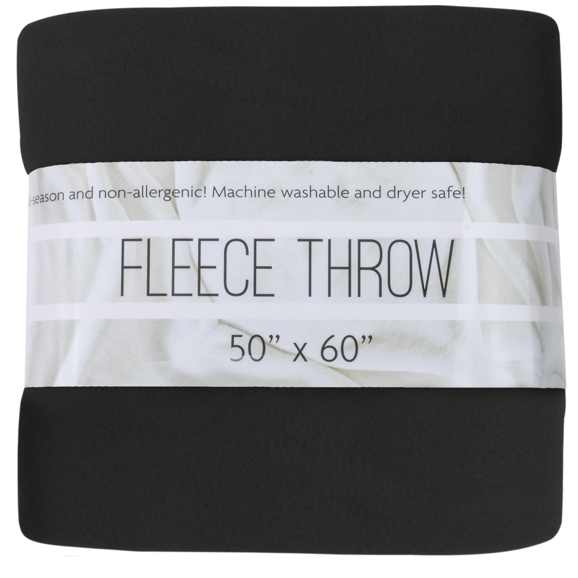 Black 50" x 60" Water Resistant Fleece Throw Blanket