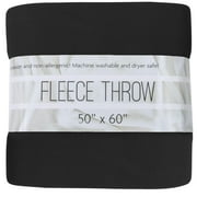Single Solid Color Hypoallergenic 60”L x 50”W Fleece Throw Blanket for Fall, Winter, Spring, Summer, Men, Women, Children & Pets in Black