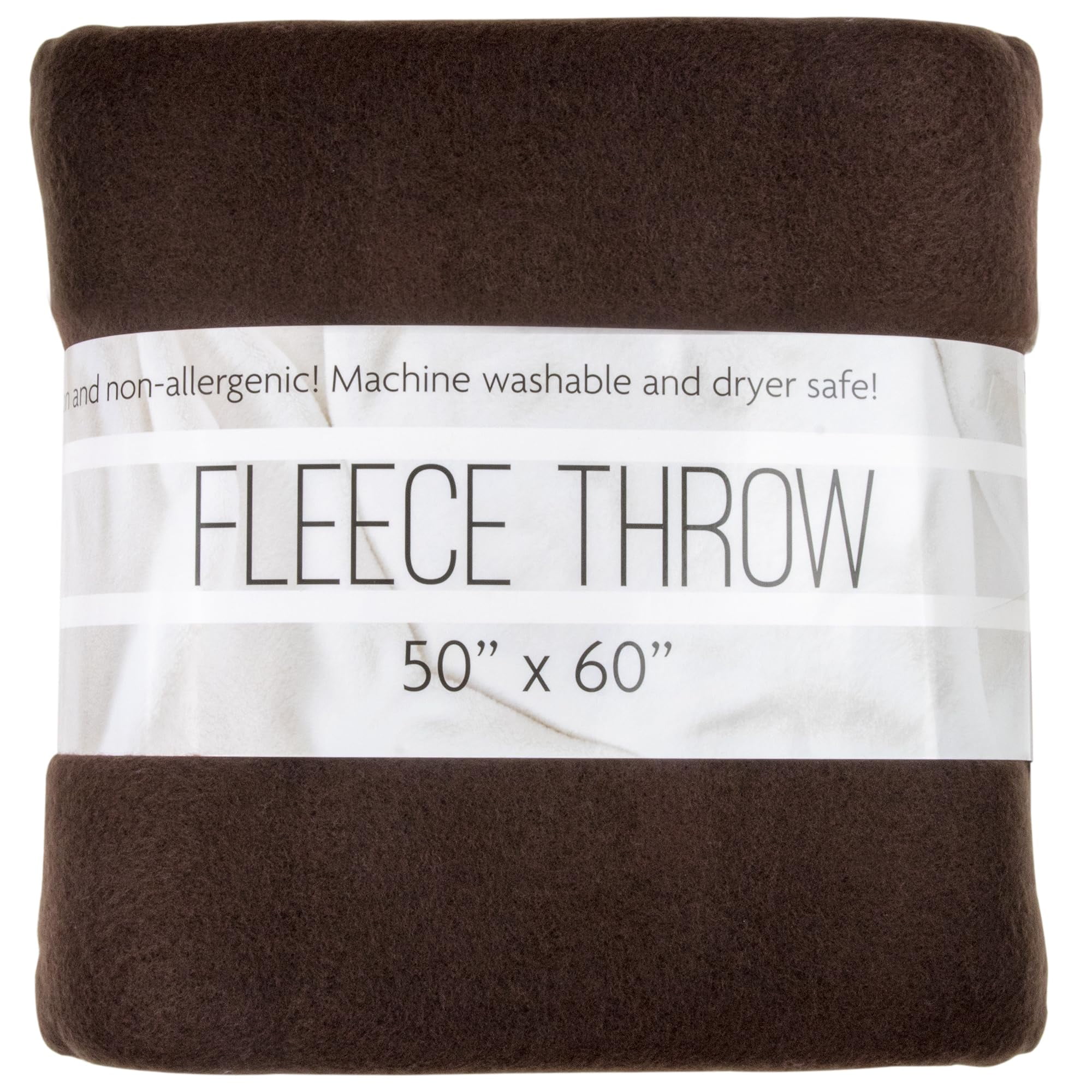 Single Solid Color Hypoallergenic 60”L x 50”W Fleece Throw Blanket for Fall, Winter, Spring, Summer, Men, Women, Children & Pets in Brown