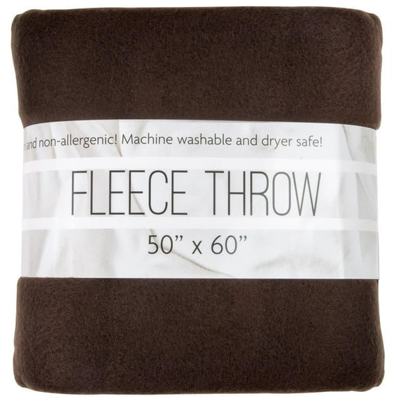 Single Solid Color Hypoallergenic 60”L x 50”W Fleece Throw Blanket for Fall, Winter, Spring, Summer, Men, Women, Children & Pets in Brown