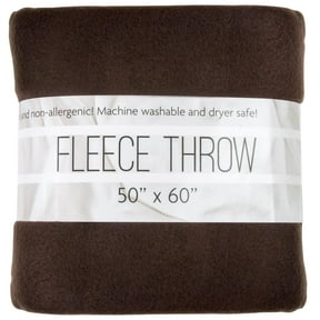 Single Solid Color Hypoallergenic 60”L x 50”W Fleece Throw Blanket for Fall, Winter, Spring, Summer, Men, Women, Children & Pets in Brown