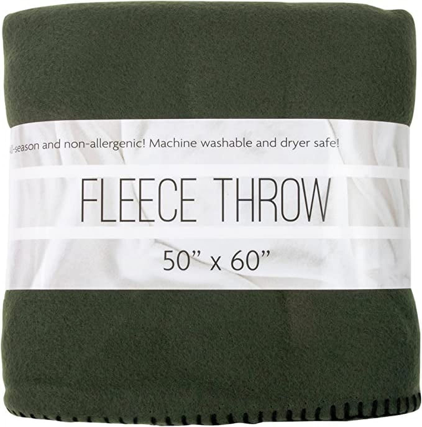 Dark Green 50'' x 60'' Fleece Throw Blanket for All Seasons