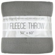 Single Solid Color 60”L x 50”W Fleece Throw Blanket for Fall, Winter, Spring, Summer, Men, Women, Children & Pets in Gray