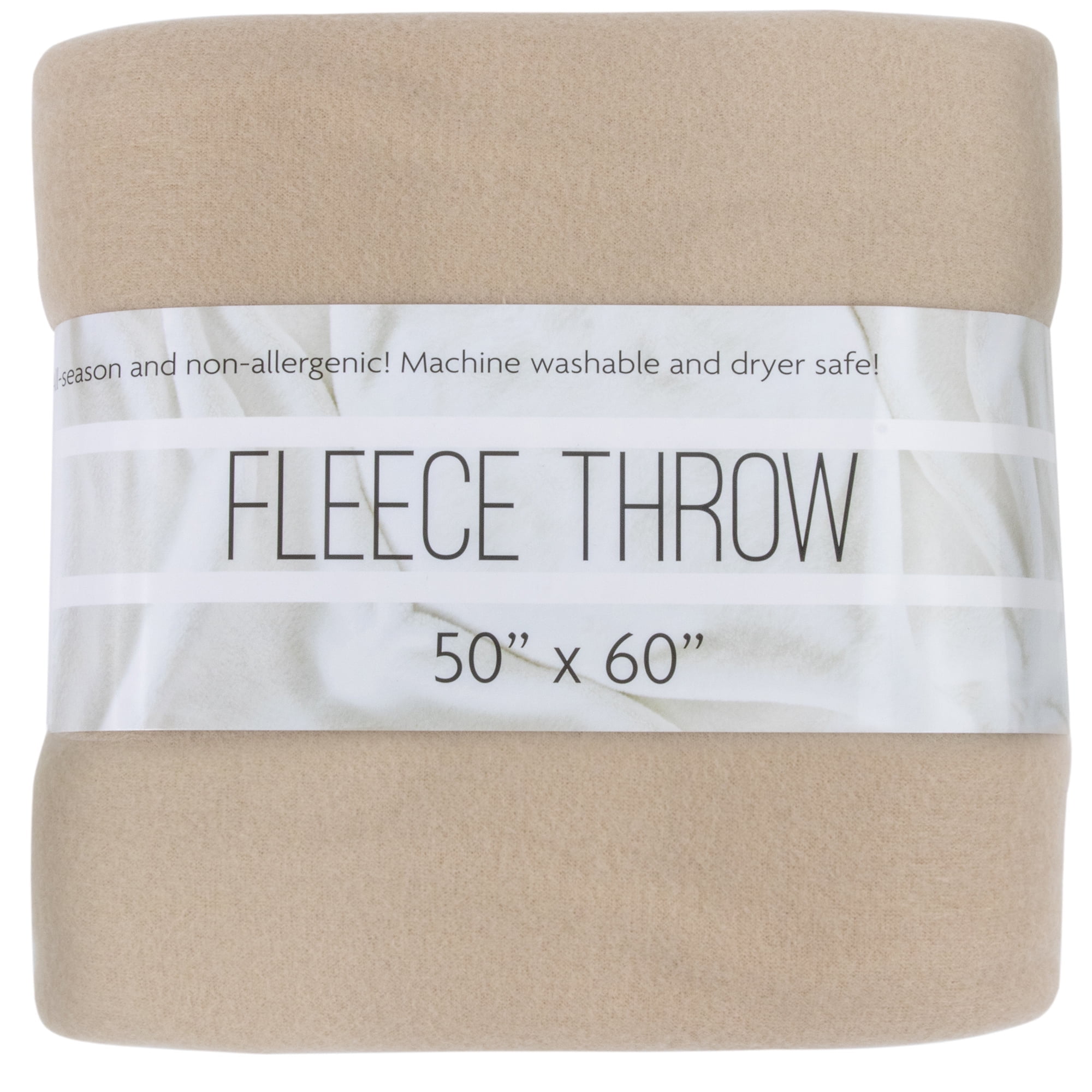 Khaki 50" x 60" Lightweight Fleece Throw Blanket