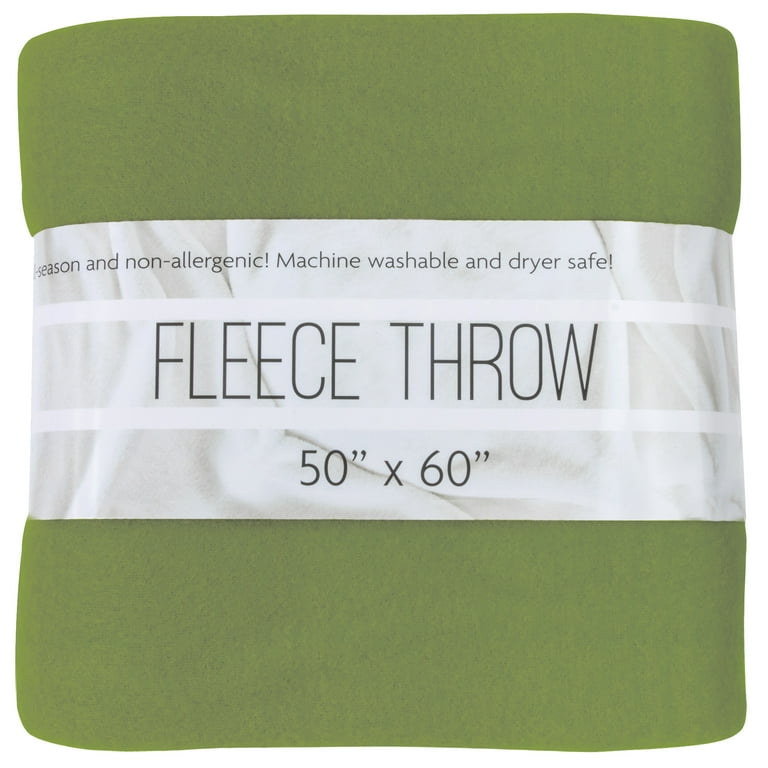 Single Solid Color 60 L x 50 W Fleece Throw Blanket for Fall Winter Spring Summer Men Women Children Pets in Lime Green