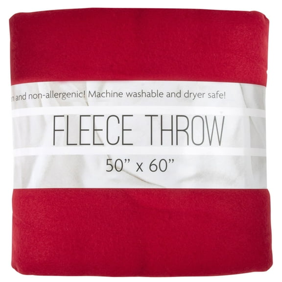 Single Solid Color Hypoallergenic 60”L x 50”W Fleece Throw Blanket for Fall, Winter, Spring, Summer, Men, Women, Children & Pets in Red