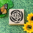 thumbnail image 1 of Single Solid Flower Art Rubber Stamp, Laser Engraved Craft Stamp on Wood Mounted Block, Size 1-3/4” x 1-3/4”, Made in USA, 1 of 7