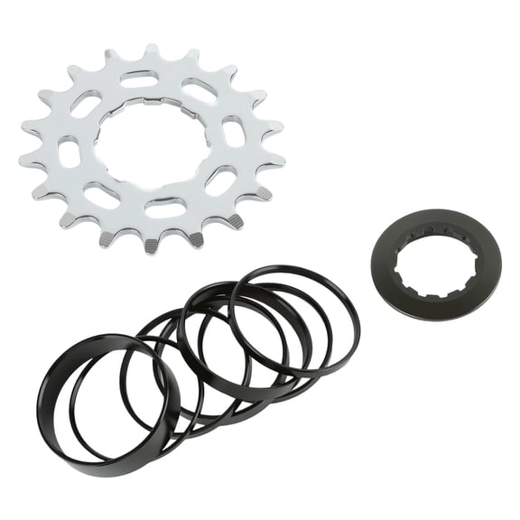 Single Speed Cassettes with Spacer and Locking Rings, 16T 18T Single Speeds Cogs Conversion Set for Multiple Speed Bikes