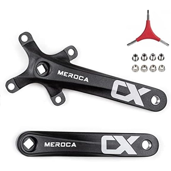 Single Speed Square Taper Crankset, 170mm Mountain Bike Crankset with 104BCD 32T/34T/36T/38T/40T/42T Narrow Wide Tooth Round Black Chainring, Replacement for Bicycle Crank Arm Set MTB Crankset