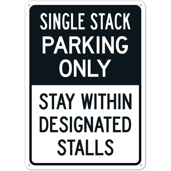 Single Stack Parking Only Designated Stalls Metal Sign 8x12 Inch for Parking Lot Garage Commercial Mall Residential Street Yard Outdoor Indoor Parking Space Regulation Reminder Marker Notice