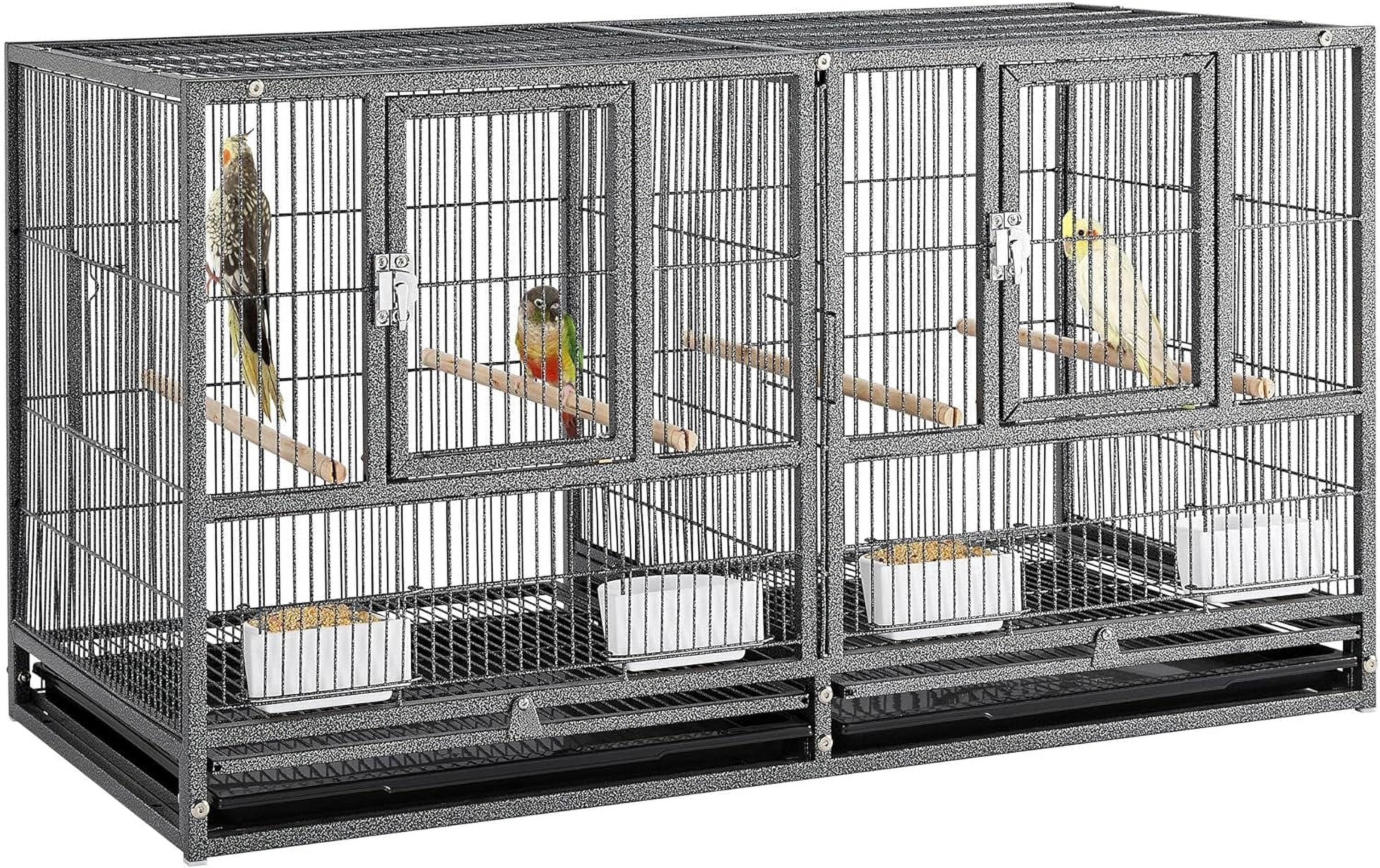 Single Stackable Sturdy Wrought Center Divider Breeder Birds Parrots Breeding Cage With Side Nesting Box Doors