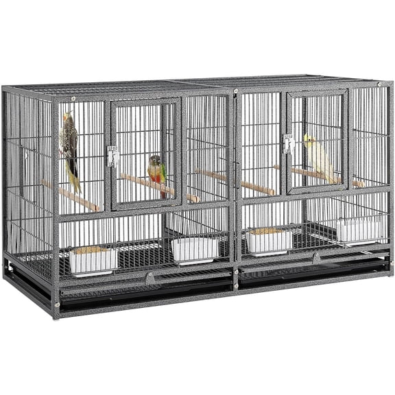 Single Stackable Sturdy Wrought Center Divider Breeder Birds Parrots Breeding Cage With Side Nesting Box Doors