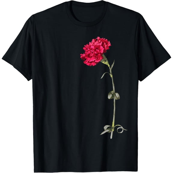 Single Stem Red Carnation Isolated T-Shirt men and women can wear, black, white, gifts