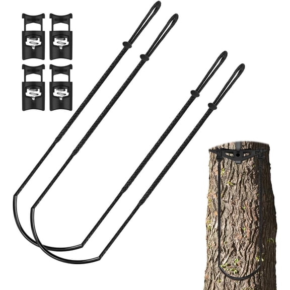 Single Step Climbing Stick Aider, 2P Single Tree Step Climbing Aider for Hunting Outdoor, Hand-Braided Rope Ladder for Tree Stand with 2 Adjustable Hook (2)