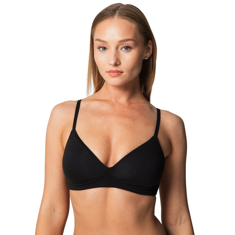 Single Stitch | Lightly Lined Wirefree Bra | Sustainable Tencel (Black,  X-Large)