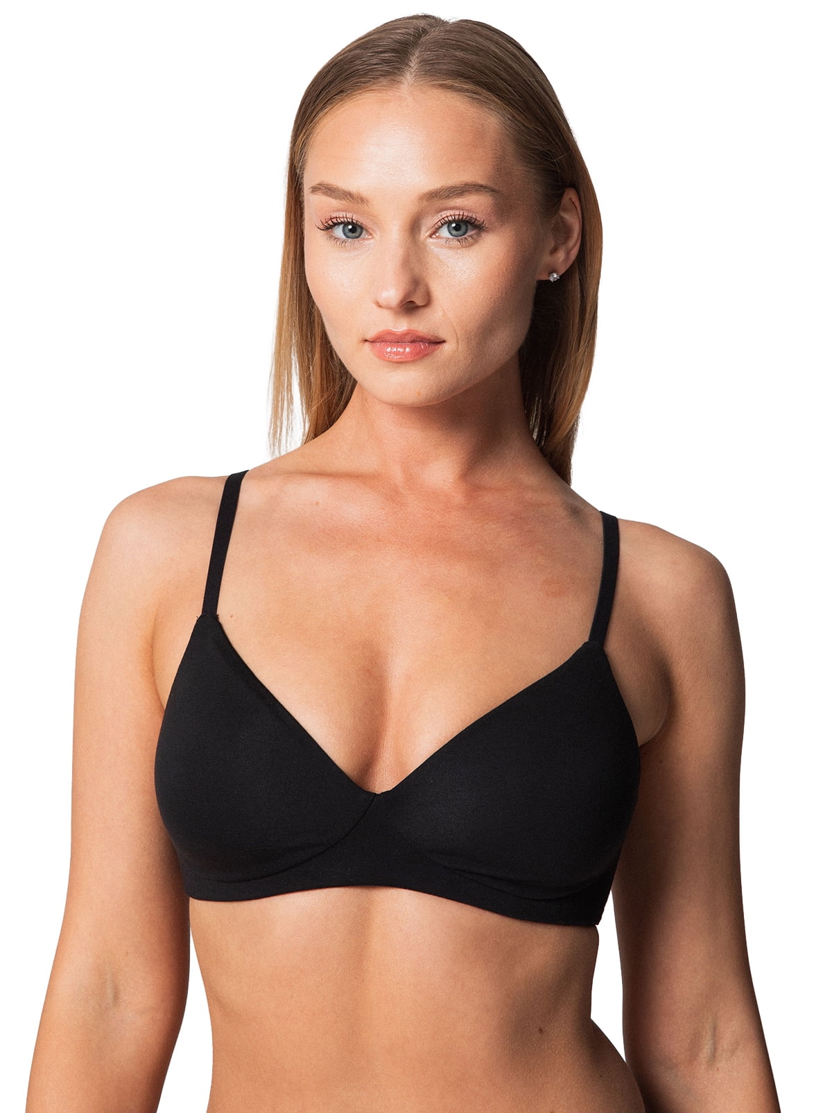 Single Stitch | Lightly Lined Wirefree Bra | Sustainable Tencel (Black,  X-Small)