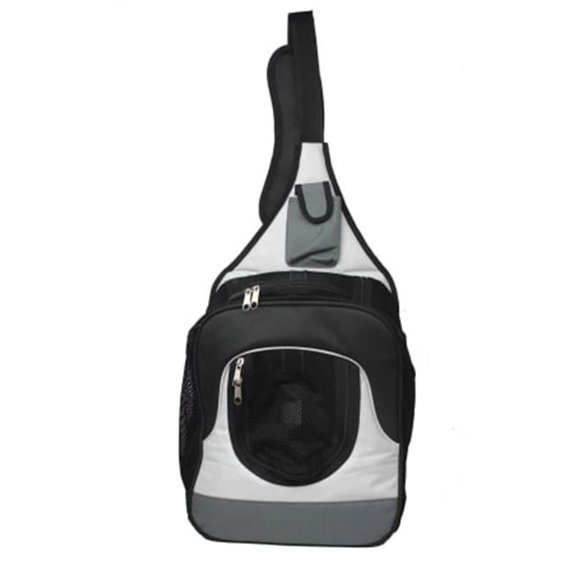 Single Strap Over-The-Shoulder Navigation Hands Free Backpack And Front Pack Pet Carrier, Gray - Medium