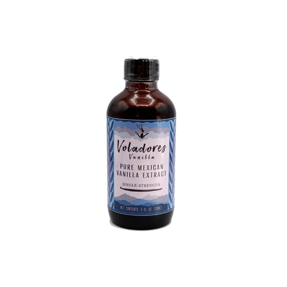 Single-Strength Pure Mexican Vanilla Extract - 4 oz. bottle - Voladores Vanilla