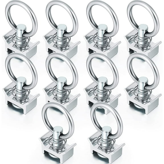 Single Stud Fitting L Track 4,000LB Capacity with Stainless Steel Round Ring Aluminum Keeper Cargo Control for Airline Track Logistic Installation(10 Pcs)