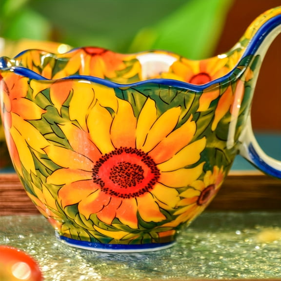 Single Sunflower Pattern Ceramic Coffee Mug, Microwave Safe Vibrant Floral Drink Cup, Multipurpose Tableware for Afternoon Tea, Desserts and Ice Cream Daily Home Use