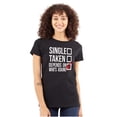 thumbnail image 1 of Single Taken Depends Who Asks Funny Womens Fitted Plus Size Graphic Tee Brisco Brands 3X, 1 of 4