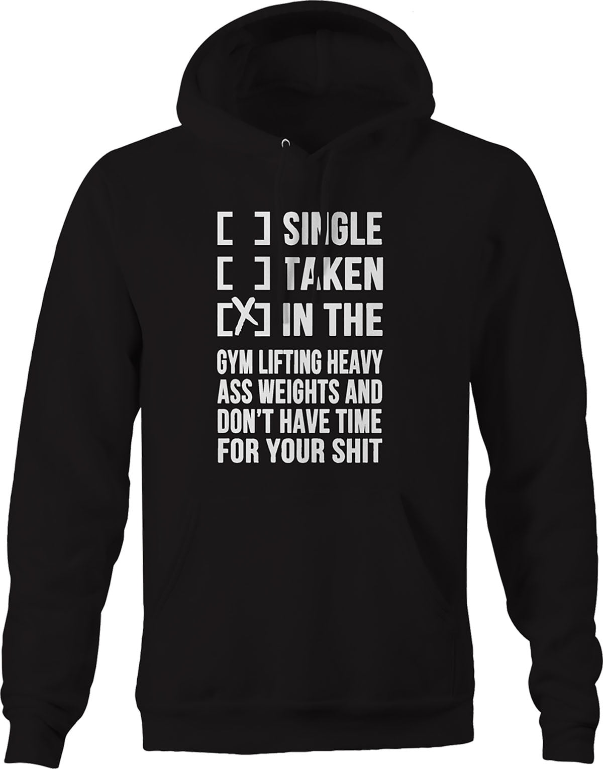 Single Taken Gym Workout Pullover Hoodie Medium Black