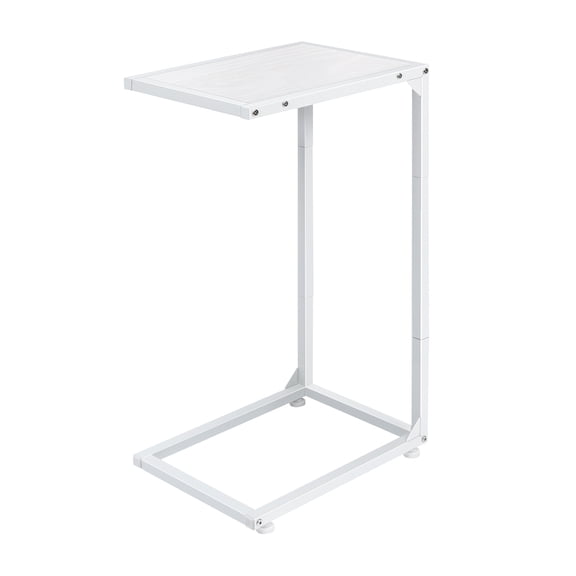 Single Tall & Sturdy White C-Shaped Side Table Heavy-Duty Thickened Frame for Sofa, Bedroom & Home Office