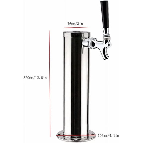 Single Tap Draft Beer Towers Beer Tower Dispenser Stainless Steel 3-Inch Diameter Draft Kegerator Tower Beer Dispenser Kit for Home Bar