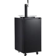 Single-Tap Kegerator with Chrome Guard and Drip Tray, Automatic Defrost, Versatile Setup - Full Size Keg Refrigerator, Stainless Steel, Black
