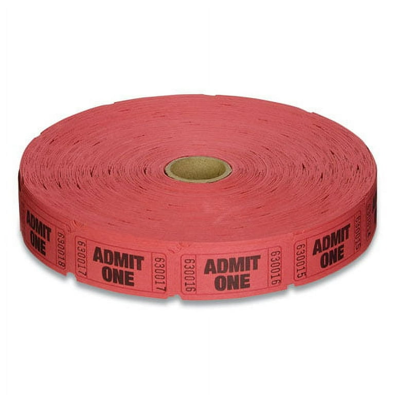 Single Ticket Roll, Admit One, Red, 2,000/Roll Single Ticket Roll, Admit One, Red, 2,000/Roll