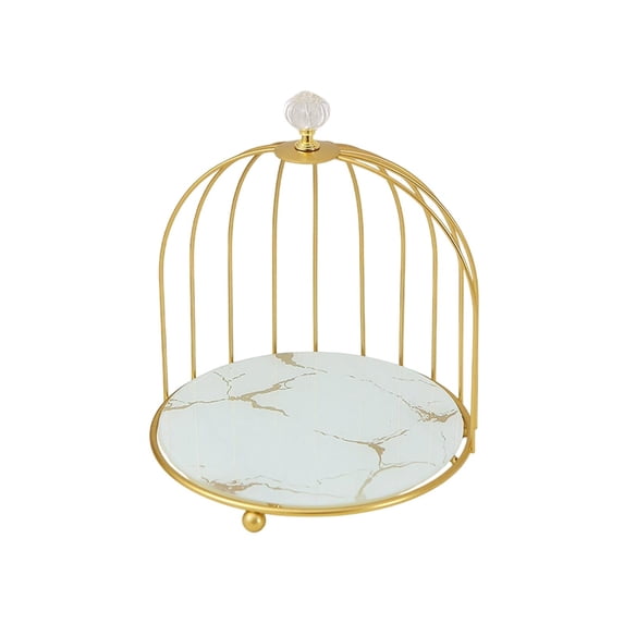 Single Tier Gold Birdcage Display Stand, Elegant Dessert Tray And Snack Rack For Tabletop Organization, Versatile Display Piece For Kitchen Vanity Or Tea Party Setup