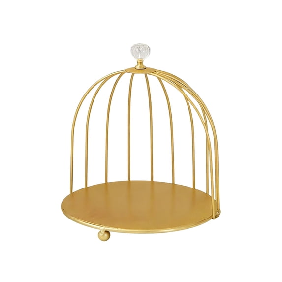 Single Tier Gold Birdcage Display Stand, Elegant Dessert Tray And Snack Rack For Tabletop Organization, Versatile Display Piece For Kitchen Vanity Or Tea Party Setup