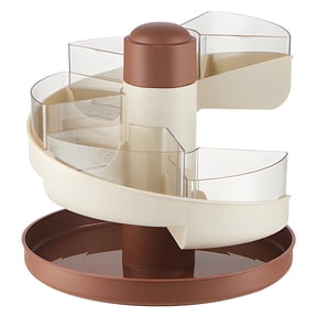 Single Tier Lazy Susan Serving Tray, Divided Sections Appetizer Serving Platter, Plastic Party Serving Tray, Kitchen Food Prep Tray, Rotating Hot Pot Vegetable Serving Tray, Beige