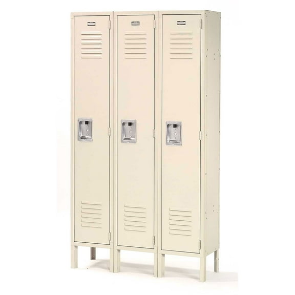 Single Tier Locker, 12x12x72, 3 Door Unassembled, Tan